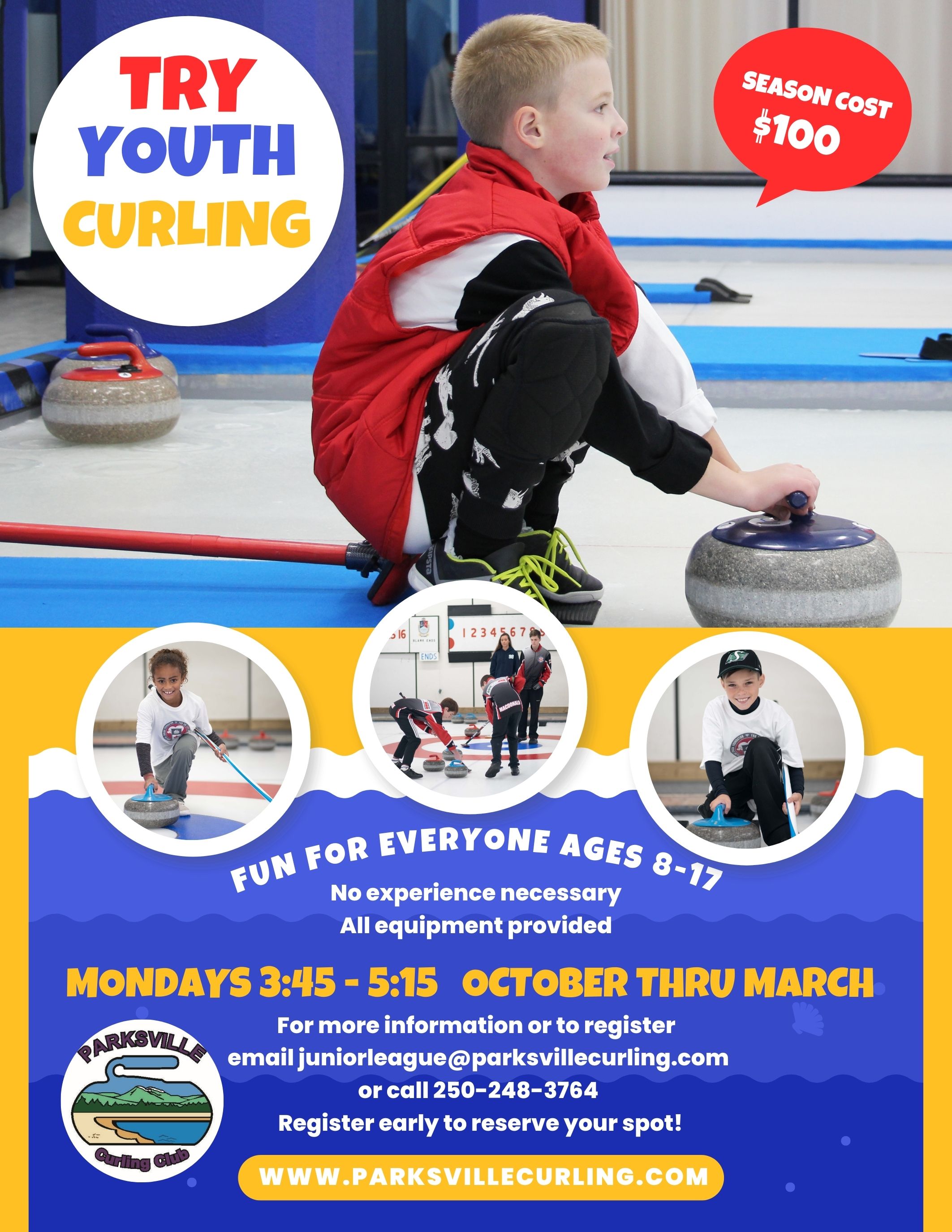Parksville Curling Try Youth Curling Flyer 2023